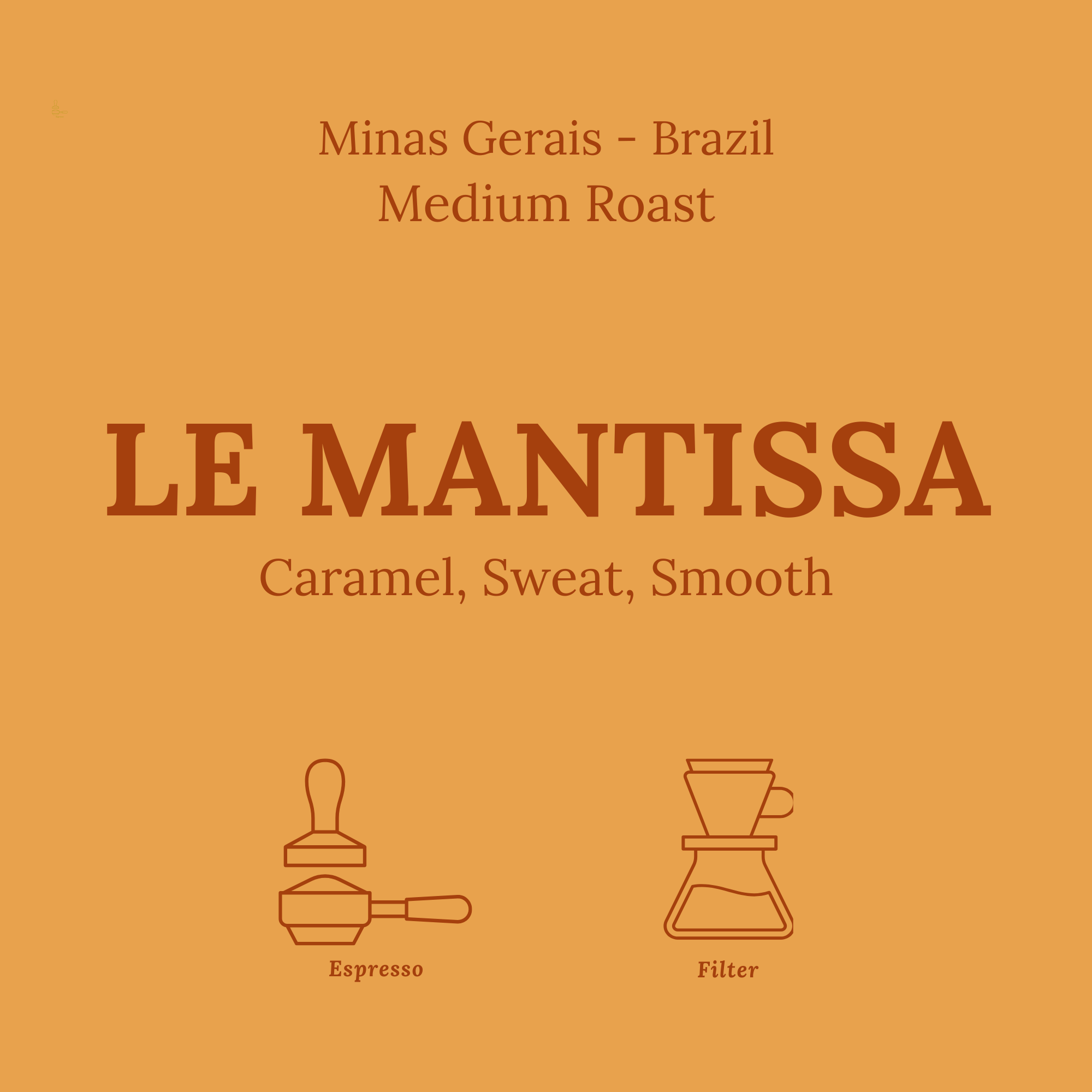 Orange product card Le Mantissa by Le Petit Roast, Brazilian medium roast for espresso and filter with caramel and smooth sweet notes