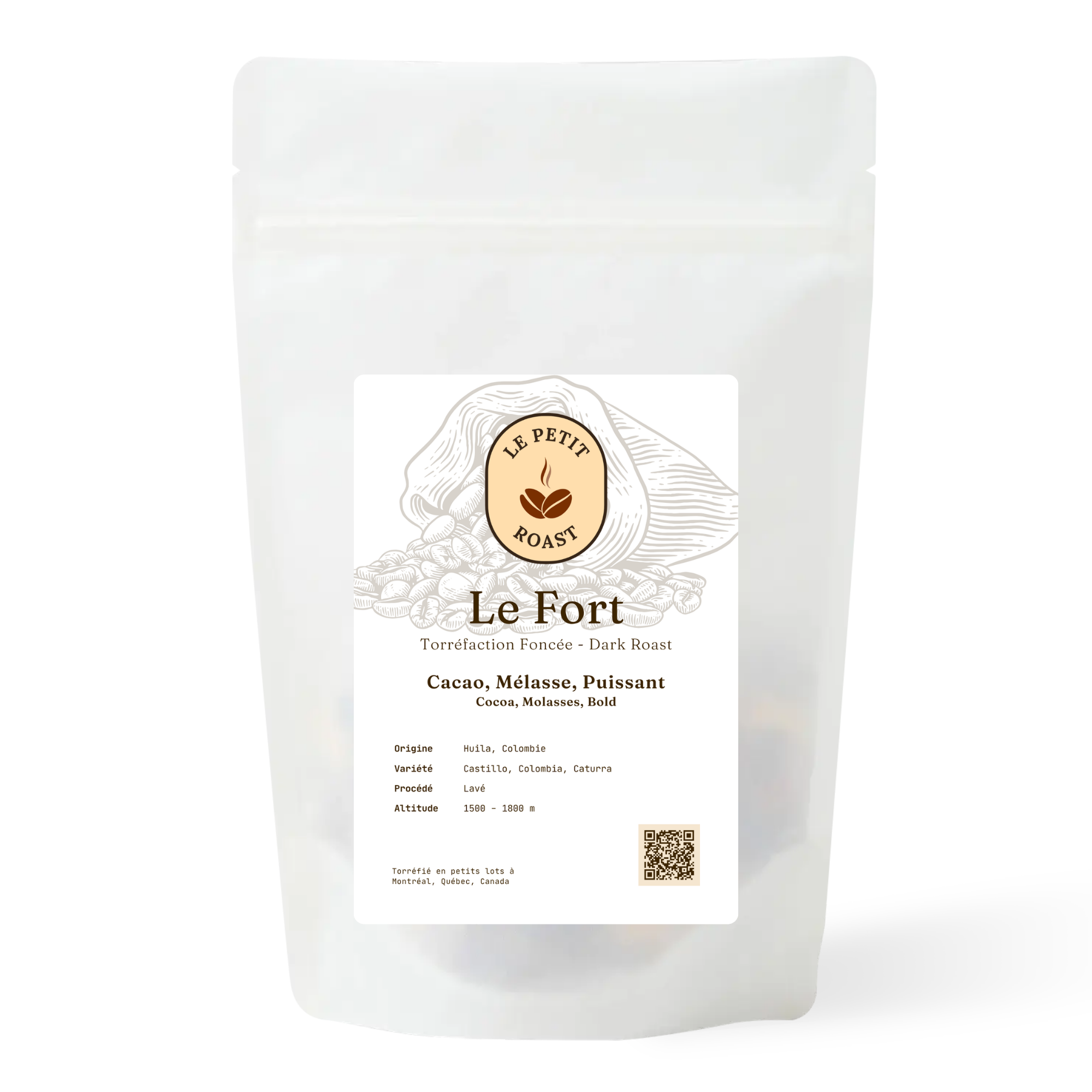 Le Fort — Colombian dark-roast specialty coffee bag
